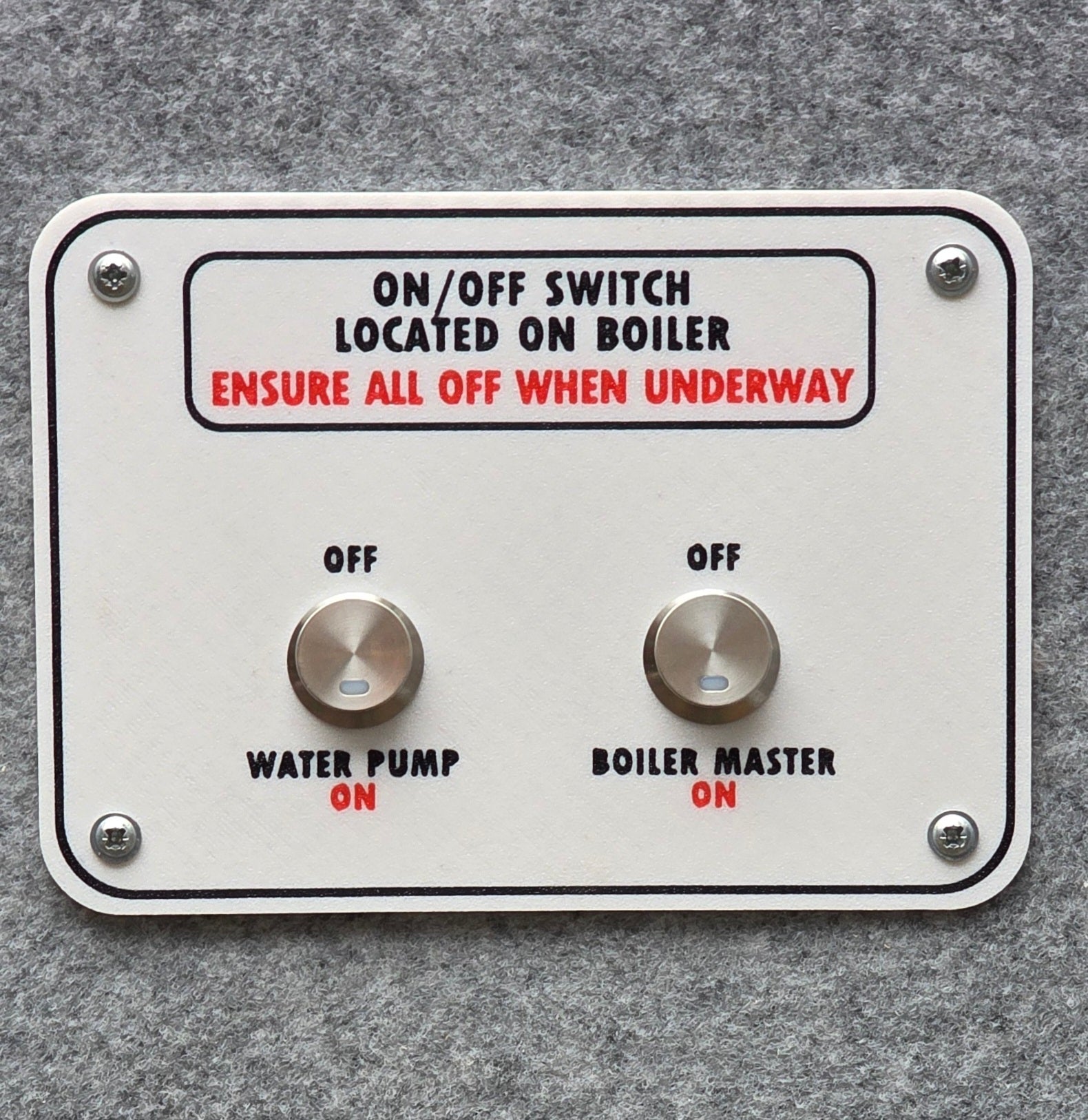Water Pump / Boiler Switch Plate